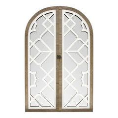 Gate Wood and White Door Mirror with Latch