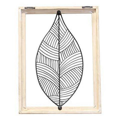 Distressed Outdoor Metal Leaf and Wood Frame Wall Art