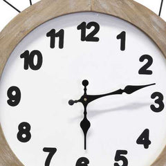 28" White Wood & Metal Frame / Wall Clock