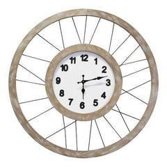 28" White Wood & Metal Frame / Wall Clock
