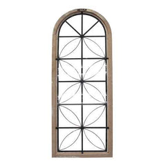 Distressed White Metal & Wood Window Panel