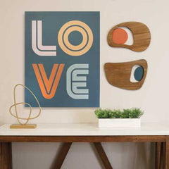 Walnut Blue Wooden & Metal Wall Decor