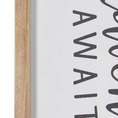 "Adventure Awaits" Natural White Wood Framed Wall Art
