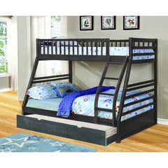 78.75" X 42.5-57.25" X 65" Grey Manufactured Wood and  Solid Wood Twin or Full Bunk Bed with Matching Trundle