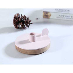 13" x 4.9" x 13" Pink Steel Wood Candle Holder