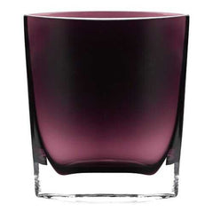 8" Mouth Blown Glass European Made Amethyst Pocket Shaped Vase