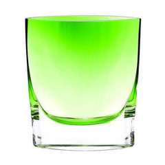 8" Mouth Blown Glass European Made Green Pocket Shaped Vase