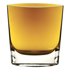 8" Mouth Blown Glass European Made Amber Pocket Shaped Vase