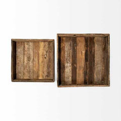 Set of 2 Natural Finish Wood Nesting Trays
