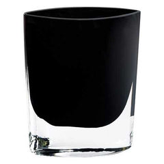 8" Mouth Blown Crystal European Made Lead Free Jet Black Pocket Shaped Vase