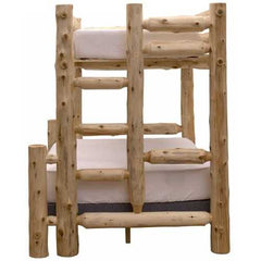 Rustic and Natural Cedar Double and Single Ladder Left Log Bunk Bed