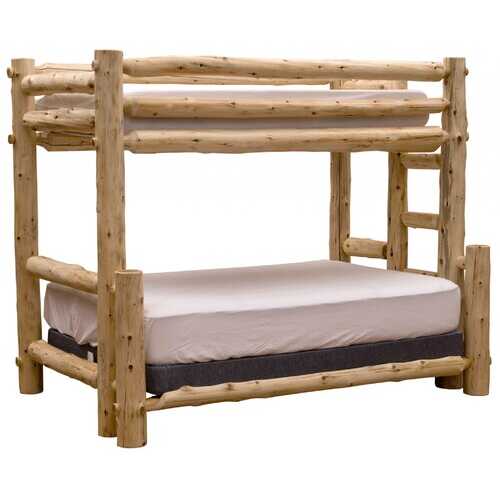 Rustic and Natural Cedar Double and Single Ladder Left Log Bunk Bed