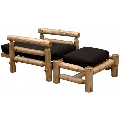 Authentic Log Cabin Natural Cedar Futon Chair and Ottoman Set