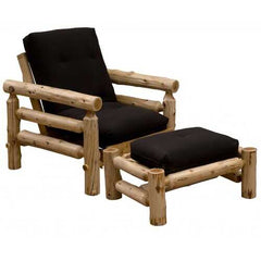 Authentic Log Cabin Natural Cedar Futon Chair and Ottoman Set