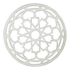 Round-Shaped Medallion Wall Decor in White Distressed Finish