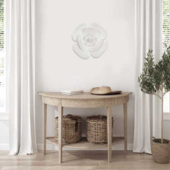 Floral Metal Wall Art with White and Beige Tones
