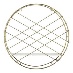 Round Wall Shelf Coated With a Matte Gold Finish