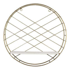 Round Wall Shelf Coated With a Matte Gold Finish