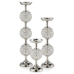19" Pilar Triple Faux Crystal Ball Candleholder
