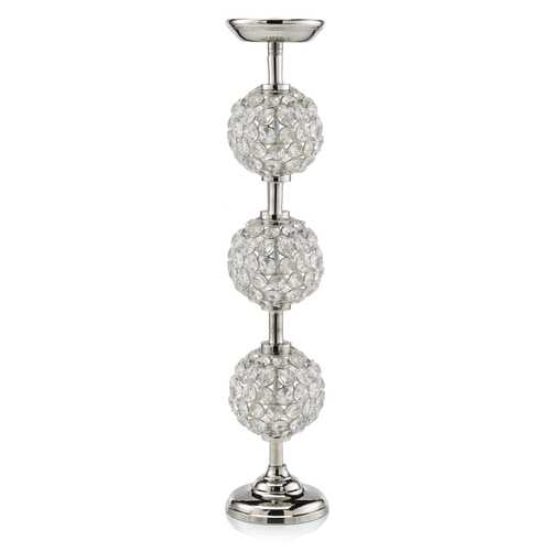 19" Pilar Triple Faux Crystal Ball Candleholder