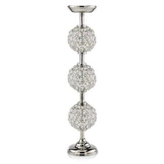 19" Pilar Triple Faux Crystal Ball Candleholder