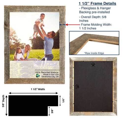 15"x21" Natural Weathered Grey Picture Frame