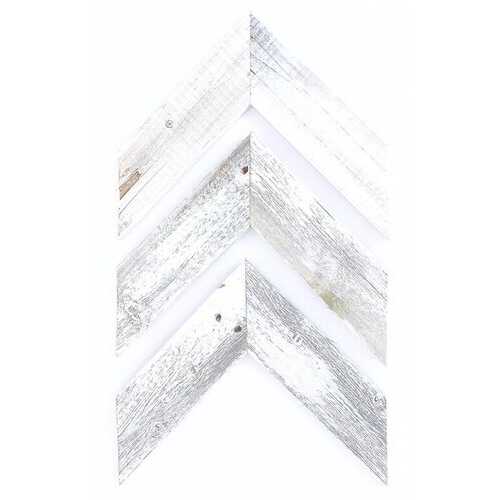 Set of 3 White Wash Reclaimed Wood Chevron Arrow
