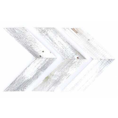 Set of 3 White Wash Reclaimed Wood Chevron Arrow