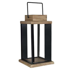 Stratton Home Decor Natural Wood and Black Metal Open Lantern