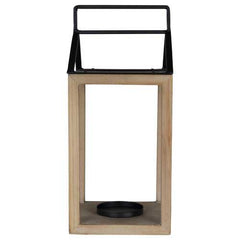 Stratton Home Decor Natural Wood and Metal House Shaped Lantern