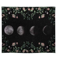 Stratton Home Decor Moon Phases with Floral Border Wall Tapestry