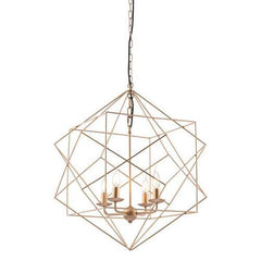 24.8" X 24.8" X 72.8" Gold Painted Metal Ceiling Lamp