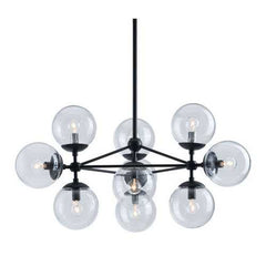 29.9" X 29.9" X 61.8" Black Glass Metal Ceiling Lamp