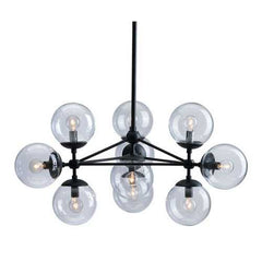 29.9" X 29.9" X 61.8" Black Glass Metal Ceiling Lamp