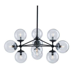 29.9" X 29.9" X 61.8" Black Glass Metal Ceiling Lamp