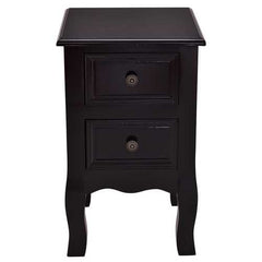 Black Wooden 2-Drawer Accent End Table Nightstand