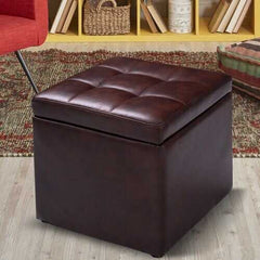 Ottoman Pouffe Storage Box Lounge Seat Footstools  - Color: Brown