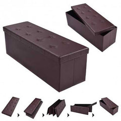 45" Large Folding Ottoman Storage Seat - Brown - Color: Brown
