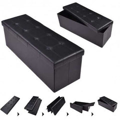 45" Large Folding Ottoman Storage Seat-Black