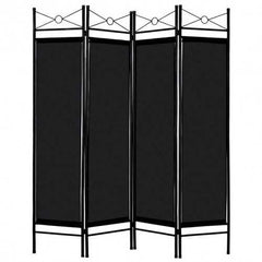 4 Panels Metal Frame Room Private Folding Screen-Black - Color: Black