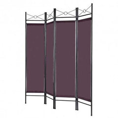 4 Panels Metal Frame Room Private Folding Screen-Brown - Color: Brown