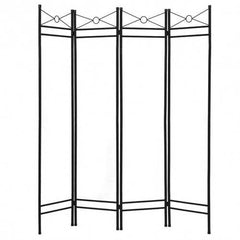 4 Panels Metal Frame Room Private Folding Screen-Brown - Color: Brown