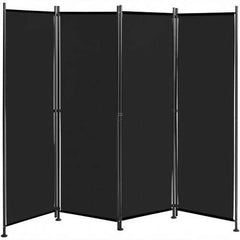 4-Panel Room Divider Folding Privacy Screen-Black - Color: Black