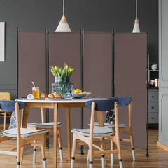 4-Panel Room Divider Folding Privacy Screen-Coffee - Color: Coffee