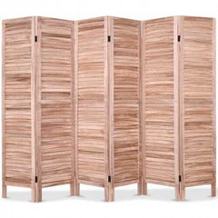 6 Panels Classic Venetian Wooden Slat Room Screen-Brown - Color: Brown