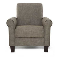 Moss Brown Fabric Upholstered Arm Chair with Wood Legs